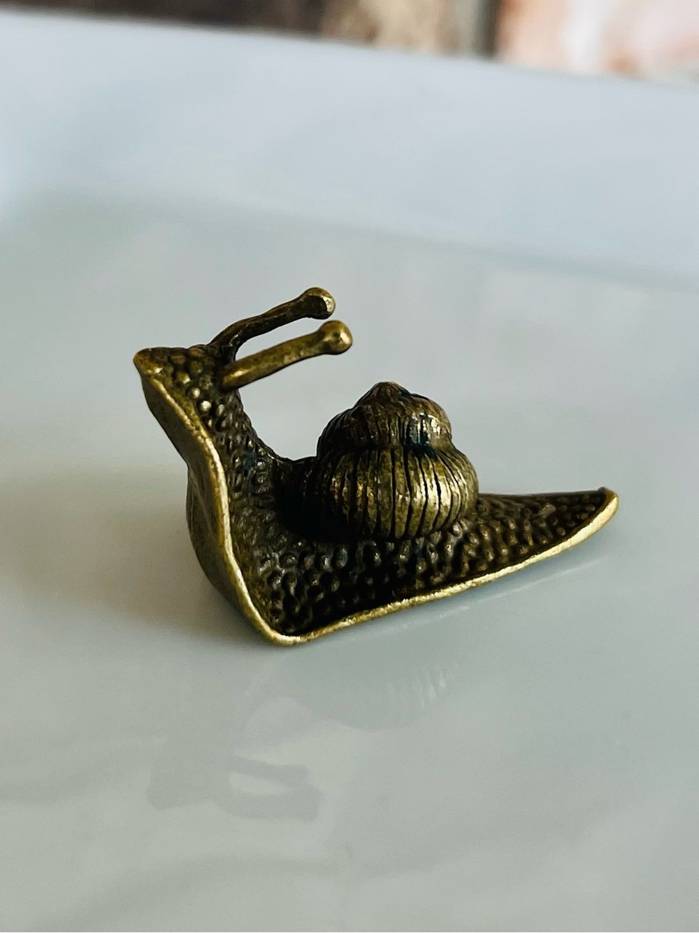 Miniature Brass Snail Figurine Decorative Accent #120